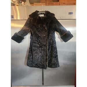 Vtg Town & Country Coat Jacket Aristocrat 1960s Mod Retro Black Brown Fx Fur